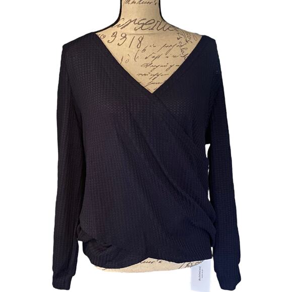 Bloomchic Crossover Long Sleeve Waffle Pattern Shirt Size 14/16 - Picture 3 of 6